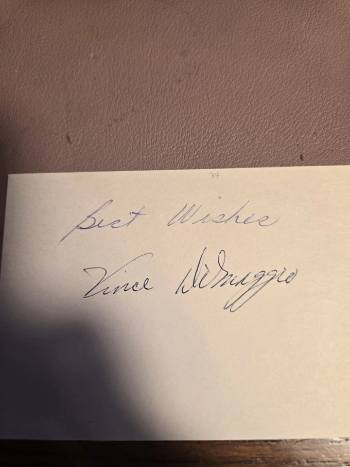 Vince DiMaggio Signed Autographed 3x5 Index Card JSA - Image 2 of 4