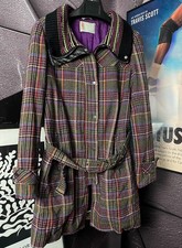 Missoni Vintage Womens Wool Blend Plaid Coat Belted Made in Italy Size US 10