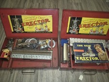 Vintage A.C. Gilbert Erector Set Lot w/ Motors Manuals Cases Parts