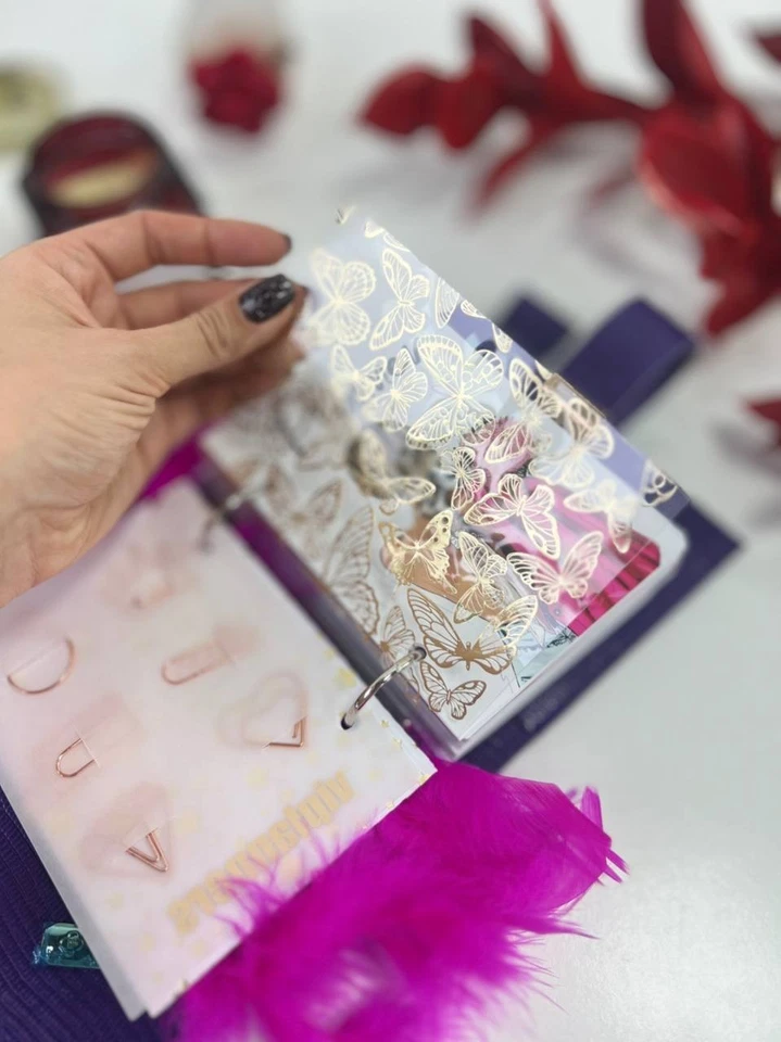 Blue leather notebook cover A7 6 rings mini wallet, Mini Planner Binder. - Image 3 of 4