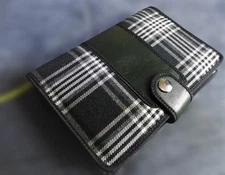 Notecover B6 Synthetic Leather Line Check Black Belt Fastener Used WWB