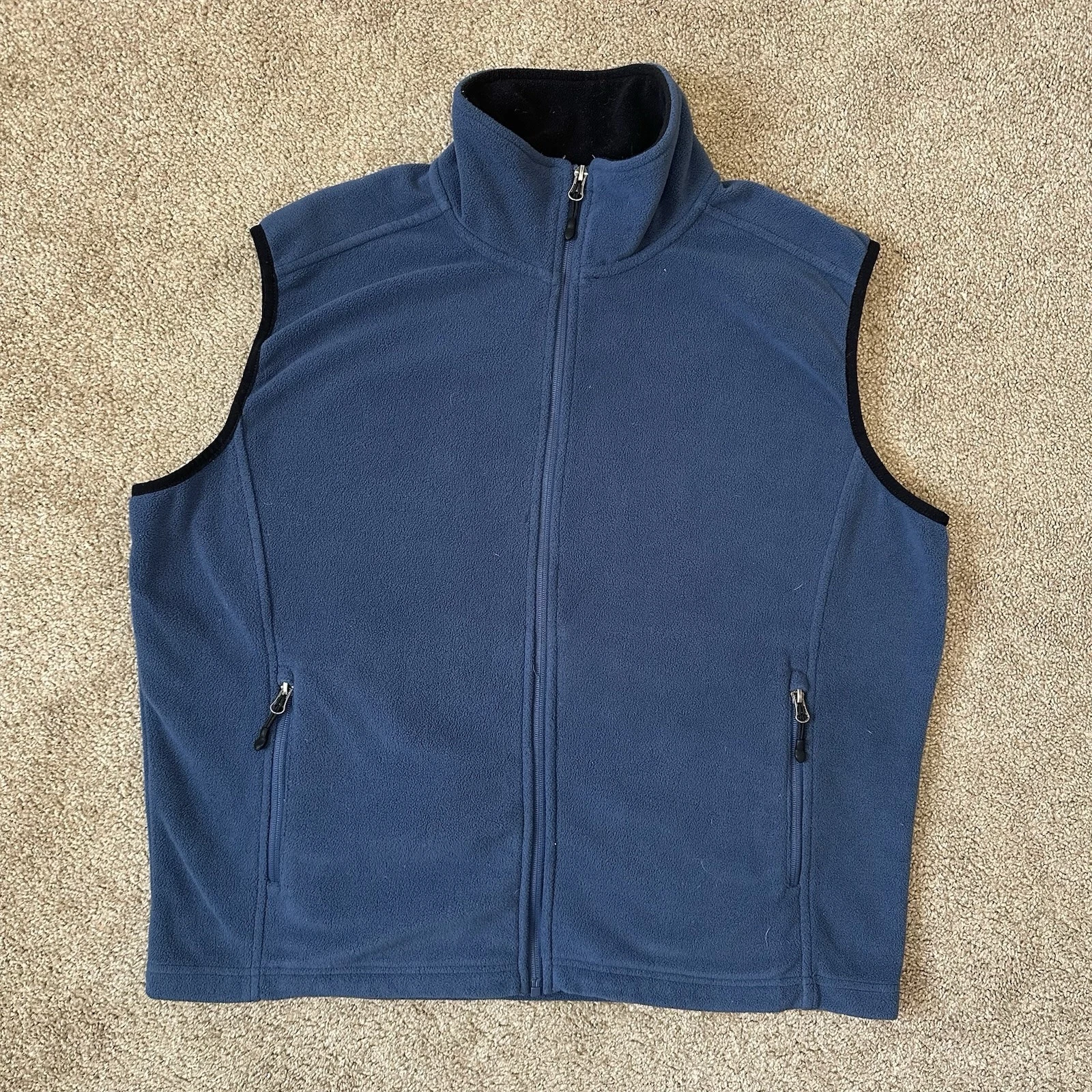 Clearwater Outfitters Men’s Fleece Vest Full Zip Pockets Blue Large Outdoor GUC