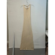 Womens Cream Knit Maxi Dress Twisted Racerback Sleeveless Beige Summer Resort