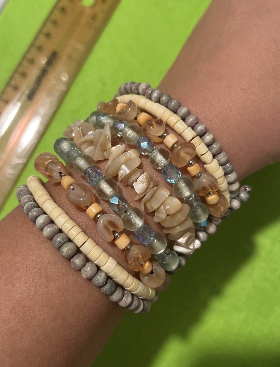 Boho style stretch bracelets featuring various st… - image 5