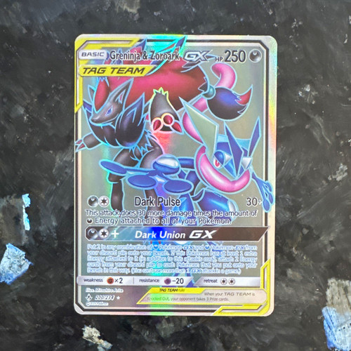 Greninja & Zoroark GX Full Art TAG TEAM GX 200/214 Unbroken Bonds UR Holo ENG