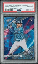 2022 TOPPS COSMIC CHROME NUCLEUS REFRACTOR #197 JULIO RODRIGUEZ ROOKIE RC PSA 10