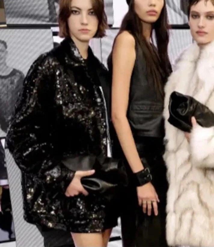 ZARA BNWT 2023. BLACK SEQUINNED STEVEN MEISEL JACKET POCKETS. 5344/952 - Image 3 of 4