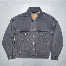 NEW LEVIS Big E Trucker Jacket Type 3 Woman's Denim Trucker Sz XS Gray Black