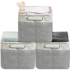 Large Fabric Storage Bin, 14.4" x 10" with Large - 14.4"x10"x8.5" Grey
