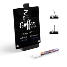 Acrylic Black Dry Erase Board with Stand - 8  x 6  Small Desktop Whiteboard w...