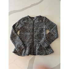 Gymboree Posh Playful Peplum Tweed Jacket Black White Girls 10/12