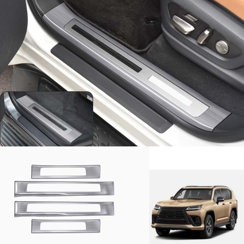 4PCS For 2025 Lexus LX700H Silver titanium Side Inner Threshold Strip Cover Trim