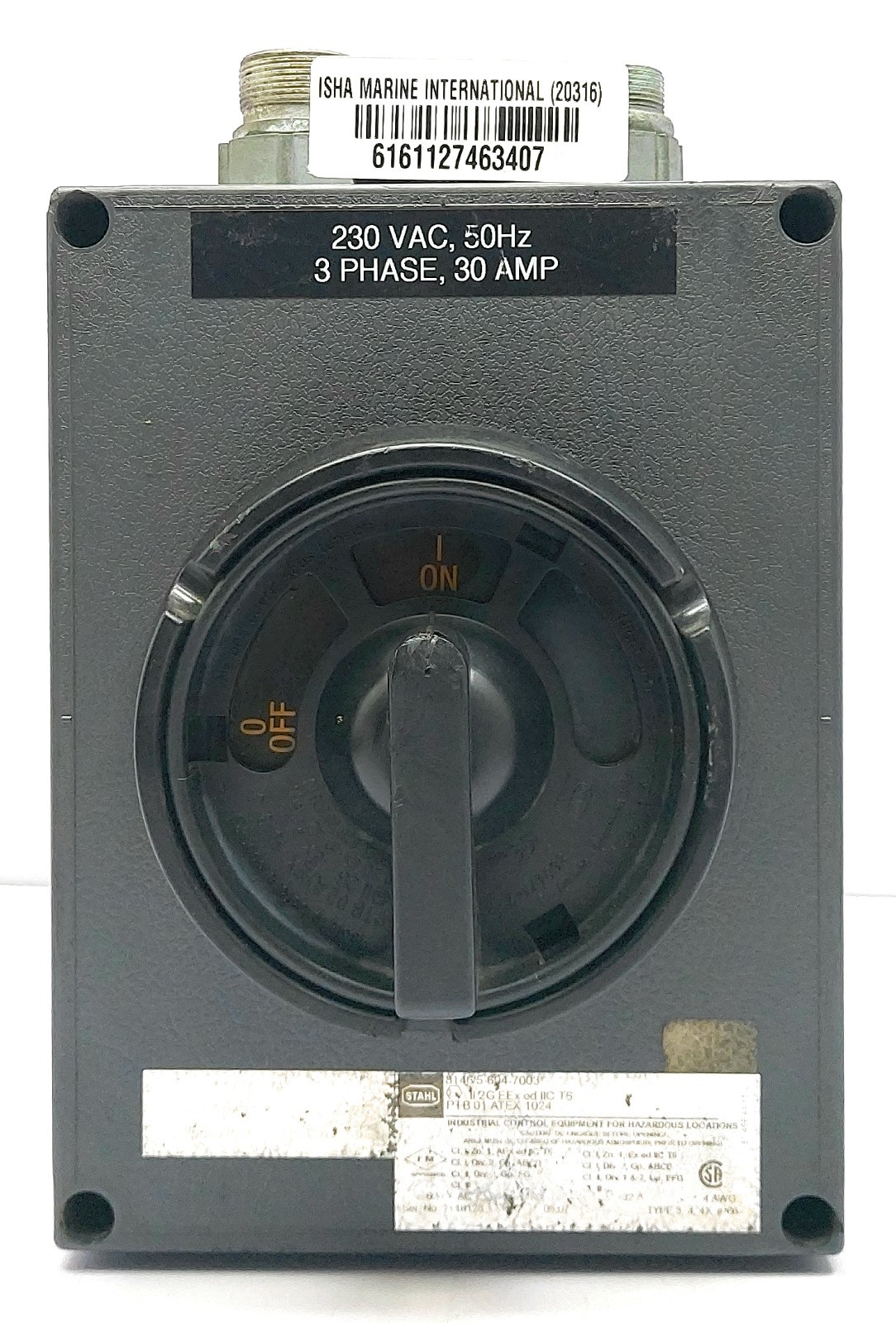 Interrupteur De Sécurité STAHL 8146/5-604-7003 230VAC 50Hz 3 Phases 30AMP