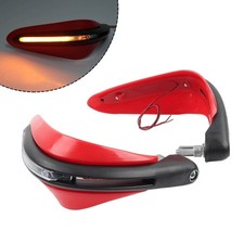 Universal 7/8" Motorcycle Handguard, Red, with LED Light for Dirtbike, ATV