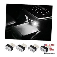 Augeny 4 PCS USB LED Car Interior Atmosphere Lamp, Plug-in USB Decor White