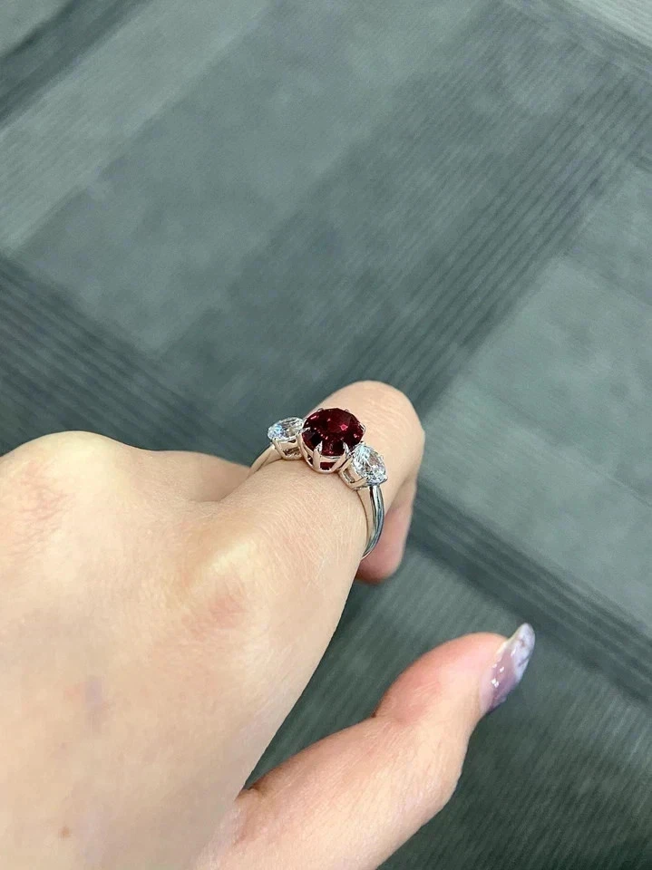 5.00 Ct Oval Cut Certified Natural Ruby Diamond Wedding Ring Real 14k White Gold - Image 4 of 4