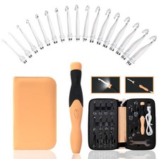 17 Sizes Light Up Crochet Hooks 2.5mm 14.0mmRechargeable Light Up Crochet Hoo...