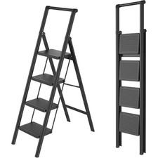 Metallische Trittleiter, Rutschfeste Gummipads, Sicherheitsverriegelungssystem