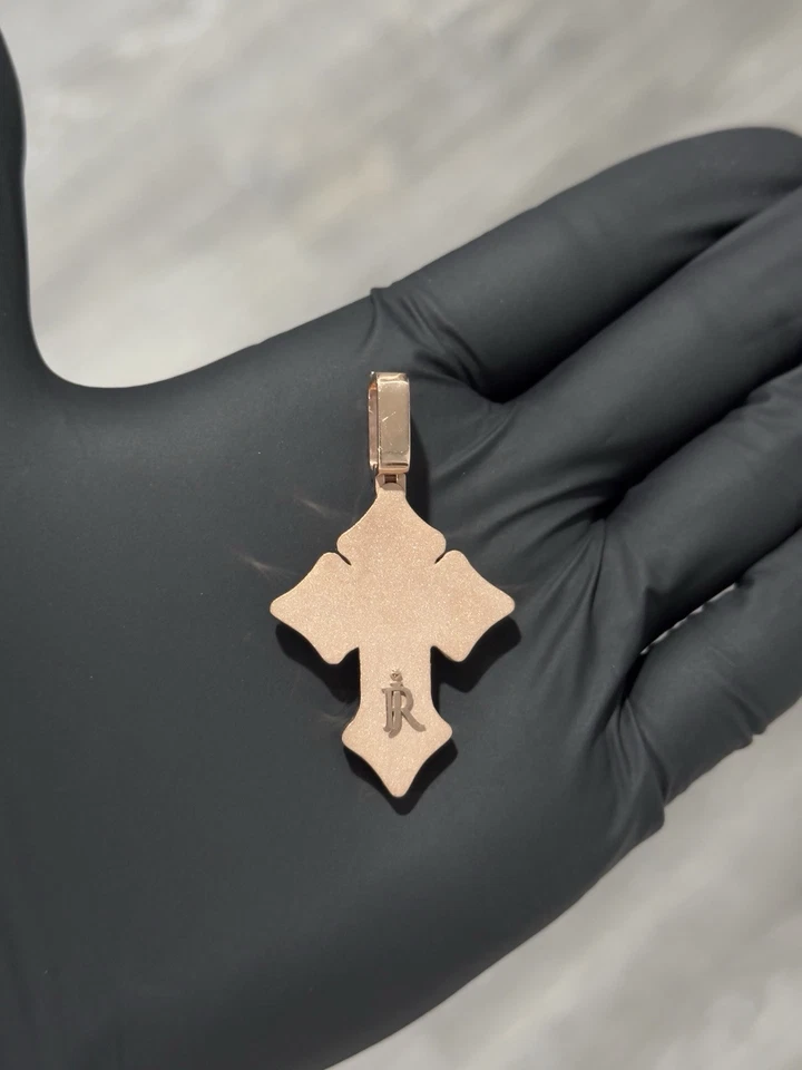 Tri-Tone 2.5 Ctw Diamond Cross Pendant 10K Gold Rose-White-Yellow 3 layers - Image 2 of 3