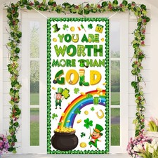 Happy St.Patrick's Day Door Cover Banner You are Worth More Than Gold St.Patric