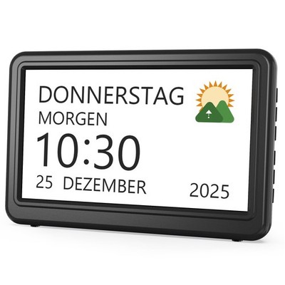 Roxicosly Digitaler Kalender, Tag Datum Wecker, 10 Stufen Dimmer, 7 Zoll