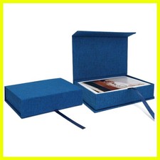Versatile Linen Photo Box - Portable 4"x6" Storage for Memories Mementos