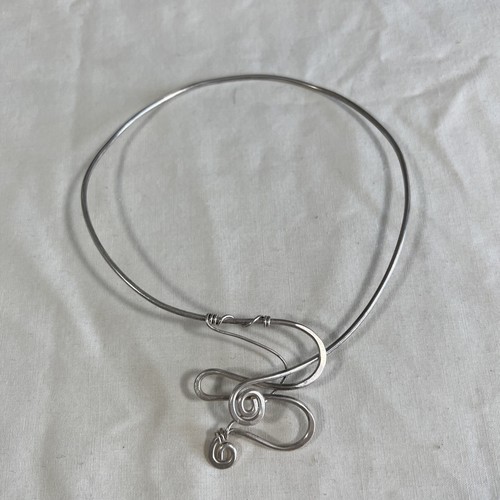 Collana artigianale in argento sterling argento squisitamente avvolta 21G - Foto 2 di 8