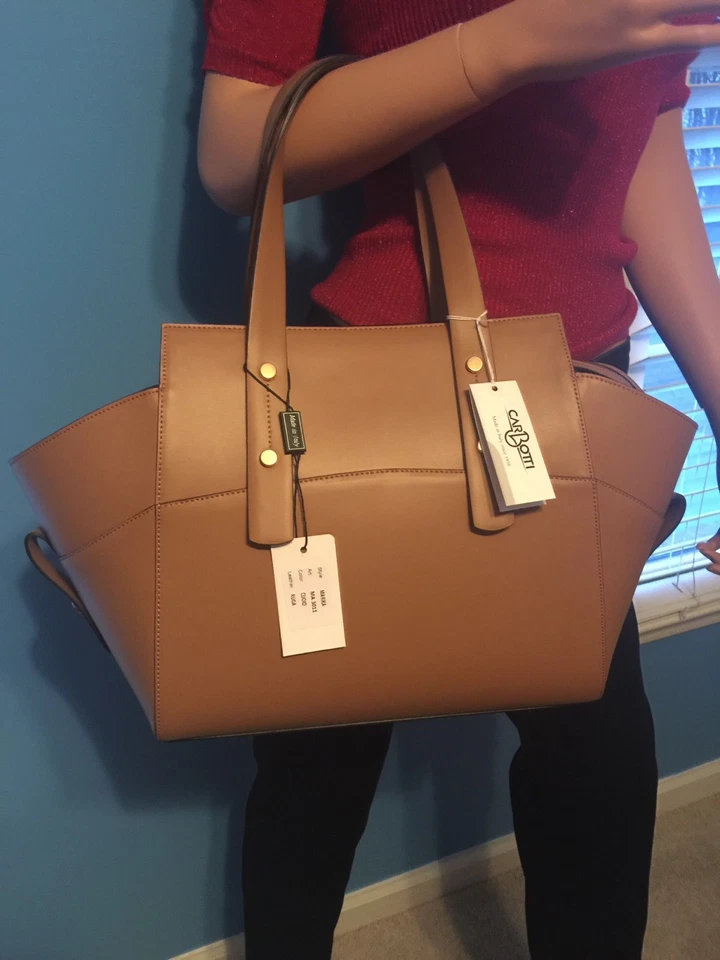 BOLSO DE MANO ESTILO TRAPECIO BRONCEADO MIEL 46 CM ITALIANO RUGA/GAMUZA PIEL CALIZA MONEDERO Foto 2 de 4