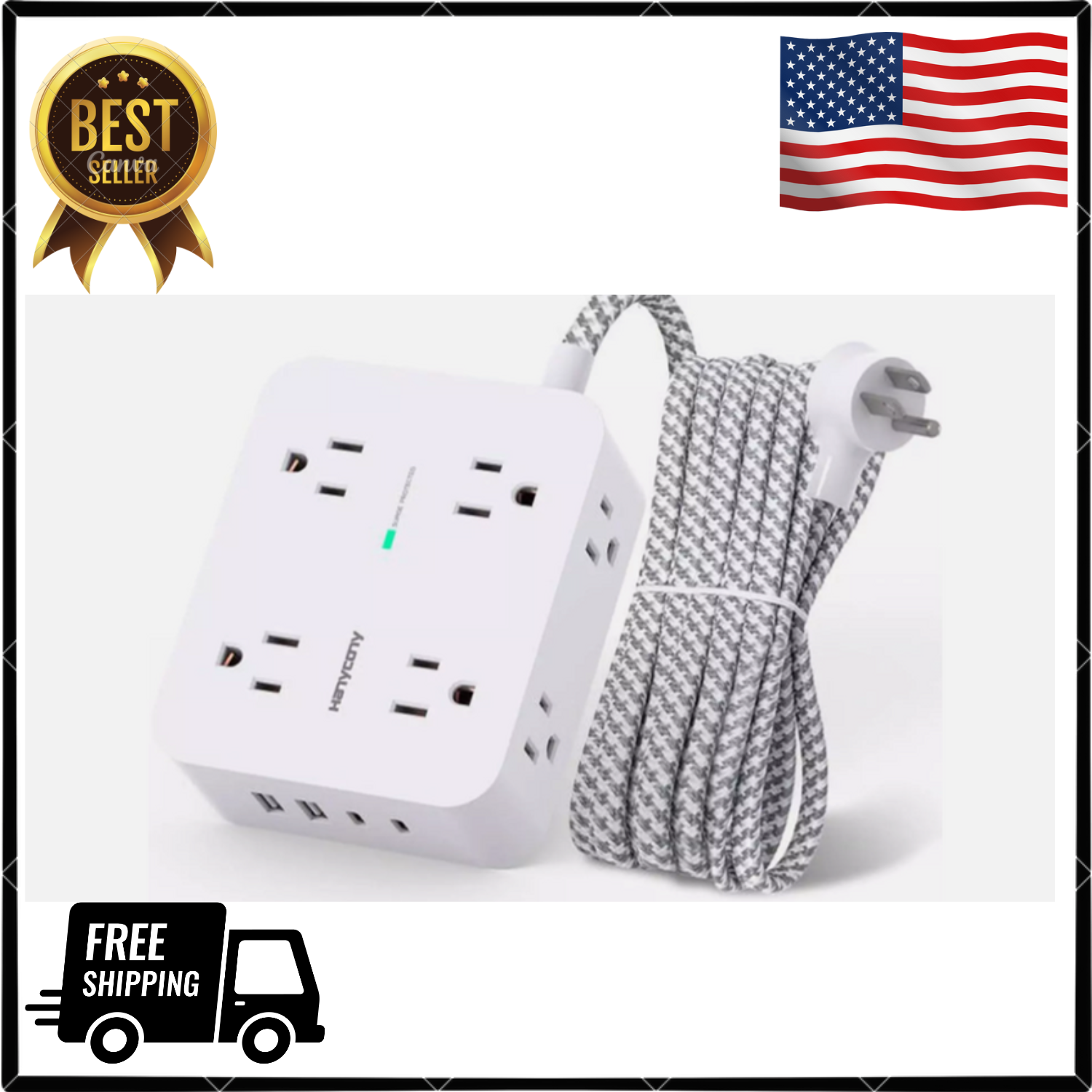 Surge Protector Power Strip - 8 Outlets with 4 USB (2 USB C) Charging Ports-image