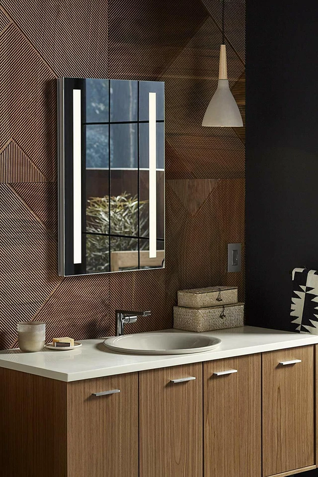 Espejo de baño LED con accesorios finos Sumac Ridge - 22 W x 33,5 H pulgadas - RECOGER EN NJ Foto 2 de 4