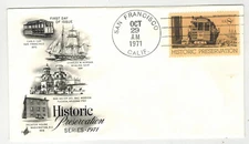 1971 HISTORIC PRESERVATION STAMPS 1442 CABLE CAR UNOFFICIAL SAN FRANCISCO CANCEL