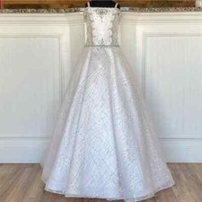 Satin Ball Wedding Dresses Beading Crystal A-line Off Shoulder Bridal Gowns