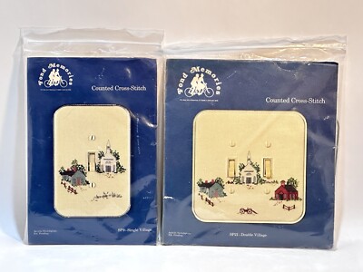 Vintage Fond Memories Cross Stitch Switch plates Single Village & Double Village