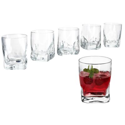 6x Frosty Whisky-Gläser 250ml Tumbler D.O.F. Glas Scotch dicker Boden Relief
