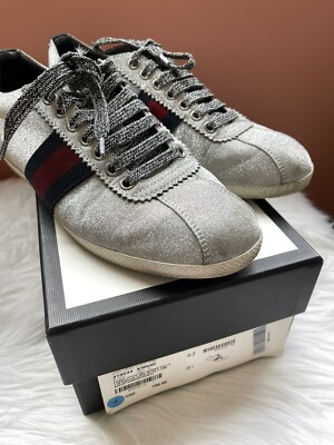 Gucci Metallic Silver Studded Sneakers $730