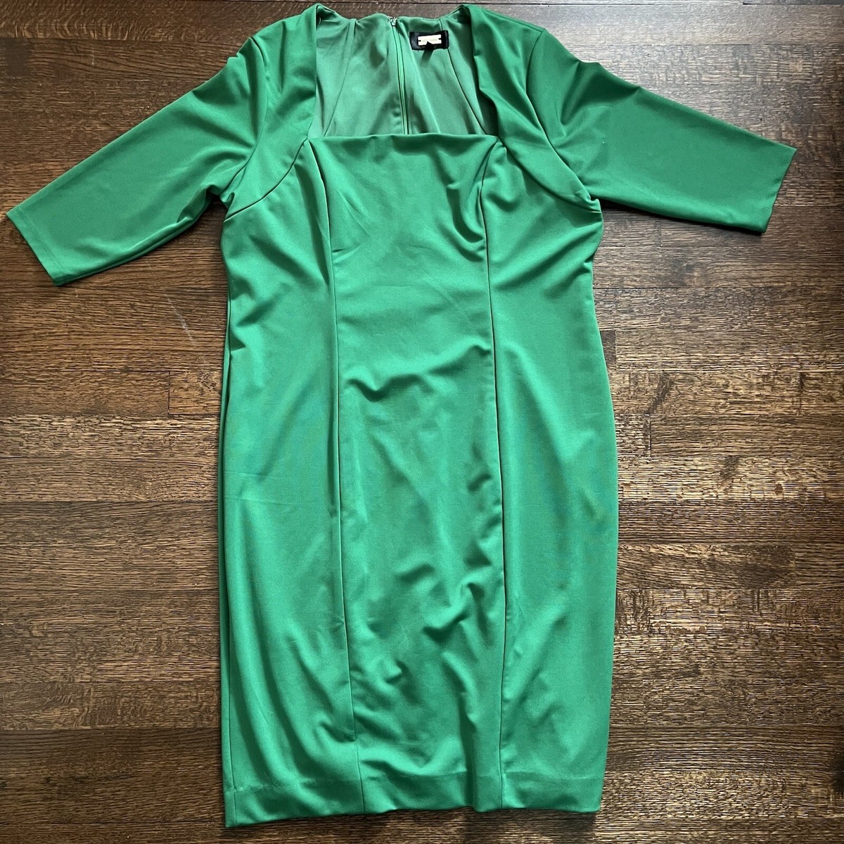 Alexia Admor Green Elbow Length Square Neck Dress Size 1X
