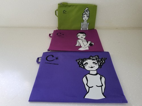 New Set of 3 Cosmetic Makeup Bags by Paris Fashion Designer Corinne Cobson - Picture 2 of 6