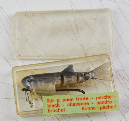 Leurre Ancien Mann's Baby 1 Minus - Dos Noir Nacré, Double Estampillé, Pour Pêche En Eau Douce