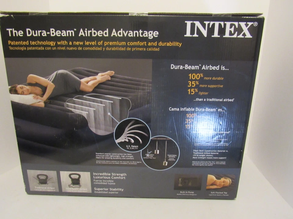 Cama de aire inflable elevada con reposapiés inflable Intex Dura-Beam Series 16,5" tamaño queen Foto 2 de 2