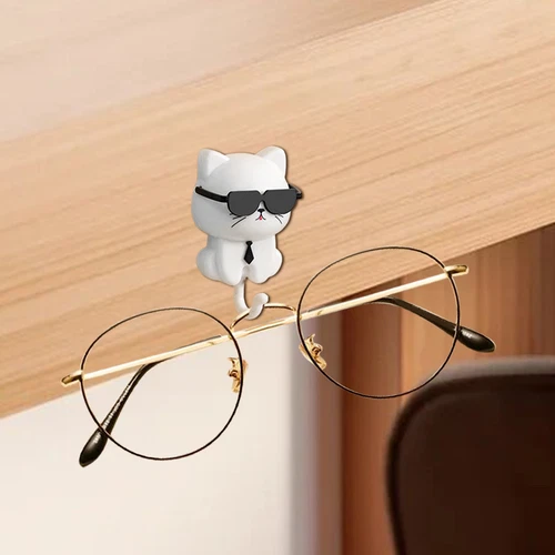 Katze Schlüsselanhänger niedlich Katze Schlüsselhaken mit Sonnenbrille selbstklebend Kleiderhaken Schlüsselhalter - Bild 10 von 17