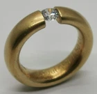 Vtg 1980s Niessing Oval Ring Gilt 925 Sterling Silver 0.50ct Crystal UK Sz O½