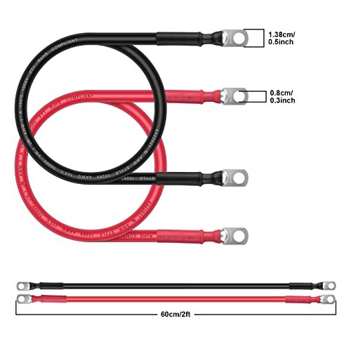 Solar Batterie Kabel 10 AWG - 1 Meter Mit Ringkabelschuhen Für Wechselrichter