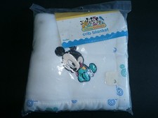 Disney Dundee Blanket Baby Mickey Mouse Vintage Acrylic NOS New 36 X 45 White