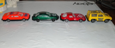 Vtg lot (4)Sun Toys? int. ford sierra?,Merc. CLK,Vette/Jag,control team racing