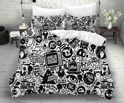 3D Graffiti Muster Handgezeichnet Quilt Cover Set Bettwäsche Sets Kissenbezüge