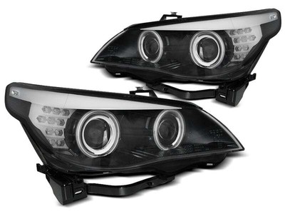 LED faruri for BMW E60 E61 03-07 Angel Eyes CCFL Negru Indicators TUNING DE LPB