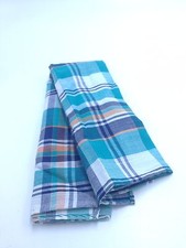  115 Countess Mara Mens White Green Blue Check Handkerchief Dress Pocket Square