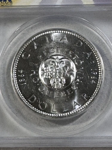 1964 Canada $1 Large Silver Coin Charottetown Graded MS 63 by ANACS