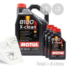 Motul 8100 X-Clean 5w-40 Car Engine Oil Service Kit 8 LITRES 8L 9.37 per litre