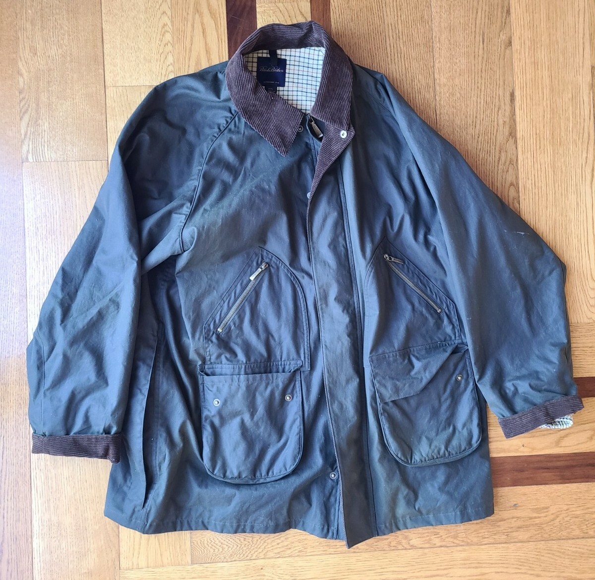 Brooks Brothers Hunter Green Waxed Cotton Field Hunting Jacket